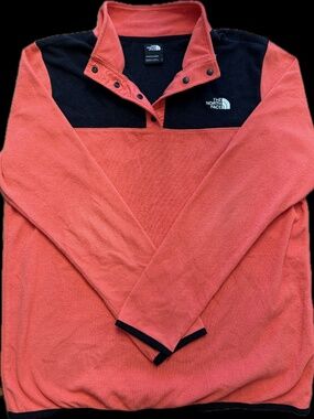 The North Face Two-Tone Snap Fleece - Vibrant Coral - Excellent Condition